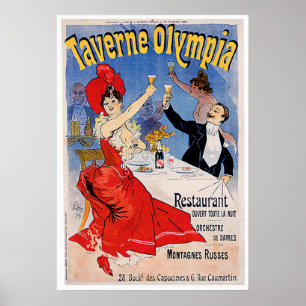 Affiches Art vintage d'annonce de restaurant d'Olympia de