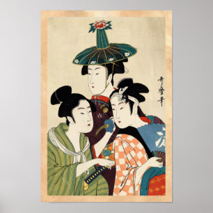 Affiches Art vintage japonais frais de geisha de dame de