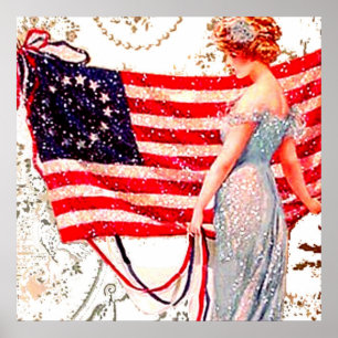 Affiches Art vintage patriotique de carte postale de Madame