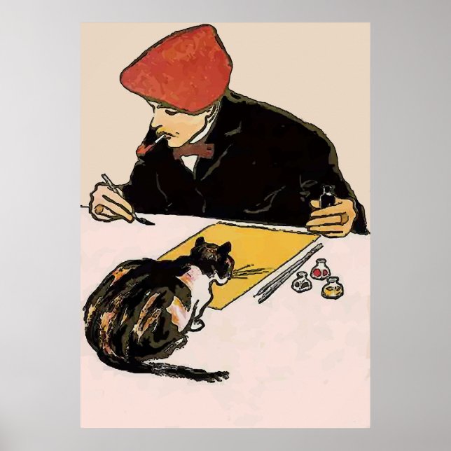 Affiches Artiste avec chat (Devant)