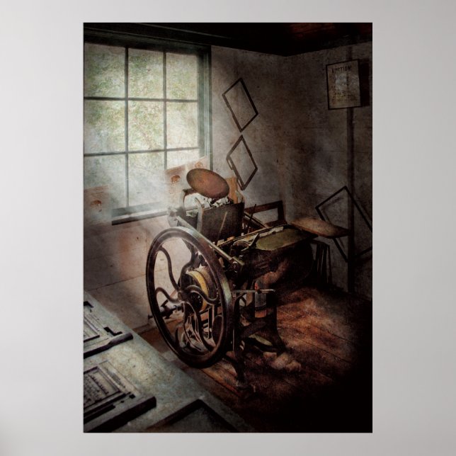 Affiches Artiste graphique - L'humble presse d'impression (Devant)