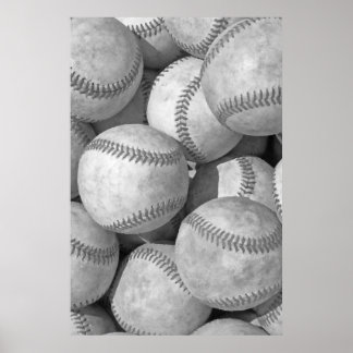 Affiches Artwork unique de baseball noir et blanc