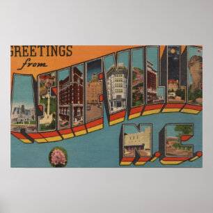 Affiches Ashville, Caroline du Nord - Scènes à grandes lett