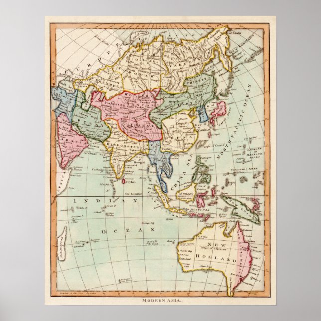 Affiches Asia and AustraliaPanoramic Map (Devant)