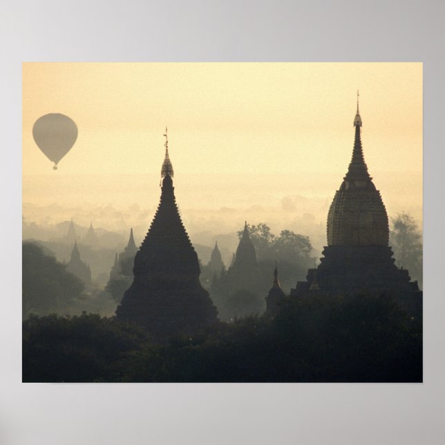 Affiches Asie, Birmanie, (Myanmar), Pagan (Bagan) Montgolfi (Devant)