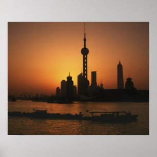 Affiches ASIE, Chine, Shanghai Vue de la tour de télévision