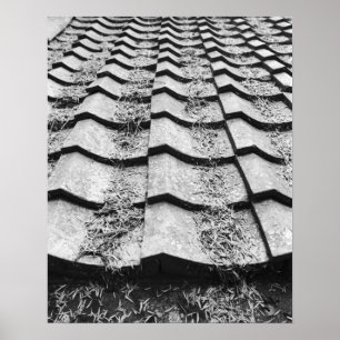 Affiches Asie, Japon, Miyajima. Détail du toit en terre