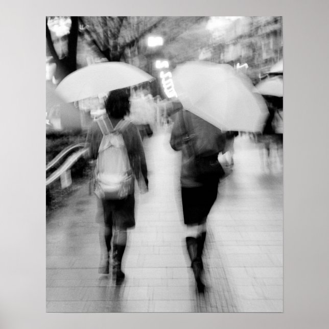 Affiches Asie, Japon, Tokyo. Jeunes femmes et parapluies. (Devant)
