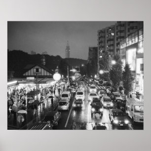Affiches Asie, Japon, Tokyo. Soir, gare de Harajuku,
