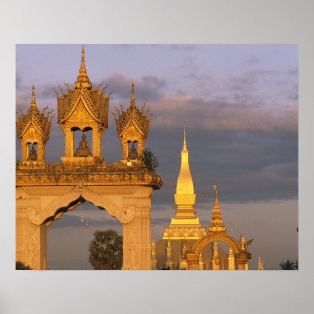 Affiches Asie, Laos, Vientiane. Temple de That Luang. (Devant)