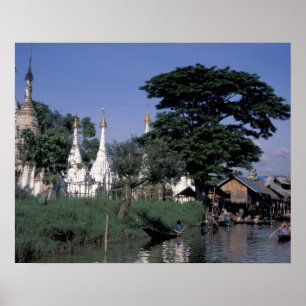 Affiches Asie, Myanmar, Inle Lake. Un marché flottant.
