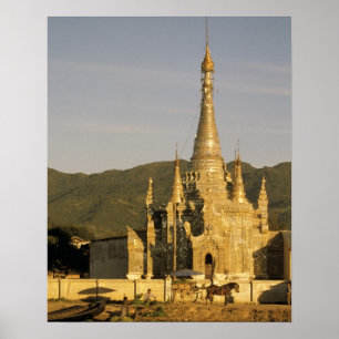 Affiches Asie, Myanmar, lac Inle. Pagodes.