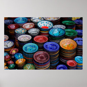 Affiches Assiettes marocaines au marché