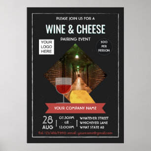 Affiches Association de vin et fromage ajouter photo et log