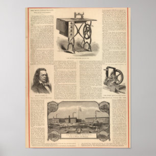 Affiches Assortiment de couture de Howe avec le croquis de