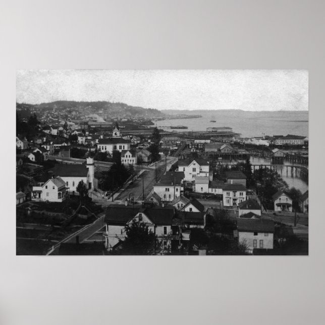 Affiches Astoria, Oregon Town View Looking West (Devant)