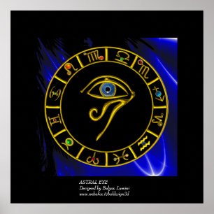 Affiches ASTRAL HORUS OEIL / BLUE TALISMAN Zodiac Chart