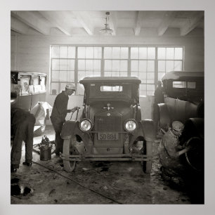 Affiches Atelier de carrosserie, 1926. Photo ancienne