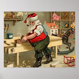 Affiches Atelier de Noël du Père Noël vintage