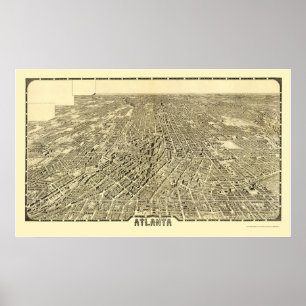 Affiches Atlanta, carte panoramique de GA - 1919