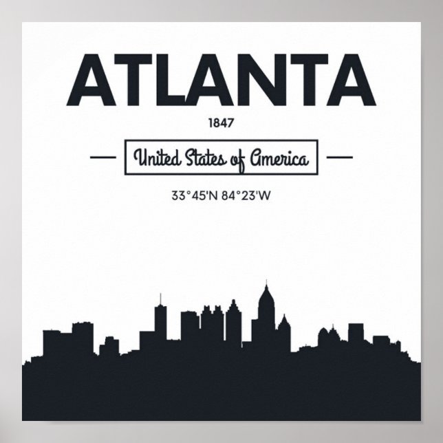 Affiches Atlanta, Géorgie | Coordonnées de la ville (Devant)