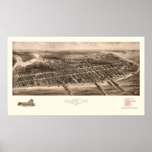 Affiches Atlantic City, NJ Panoramic Map - 1909