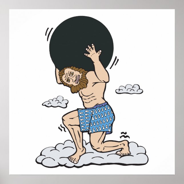 Affiches atlas holding bowling ball (Devant)