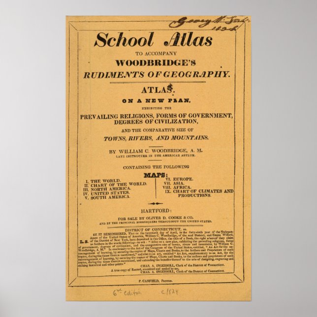 Affiches Atlas scolaire, rudiments de géographie de Woodbri (Devant)