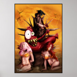 Affiches Attaque de l'affiche d'hommes de hot-dog