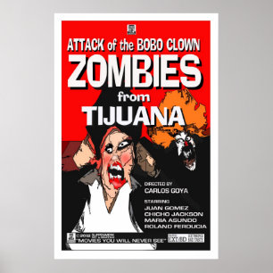 Affiches Attaque des zombis de clown de Bobo