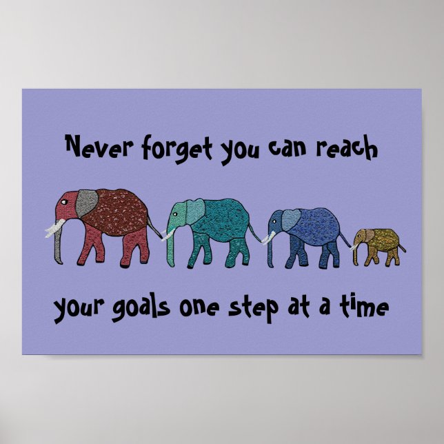 Affiches Atteindre vos objectifs Eléphants Motivation Poste (Devant)