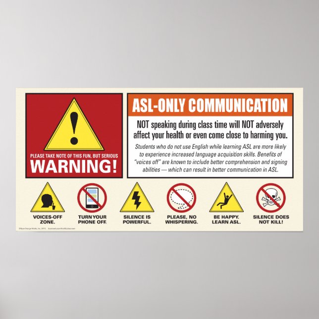 Affiches Attention! ASL uniquement. Voix off poster. (Devant)