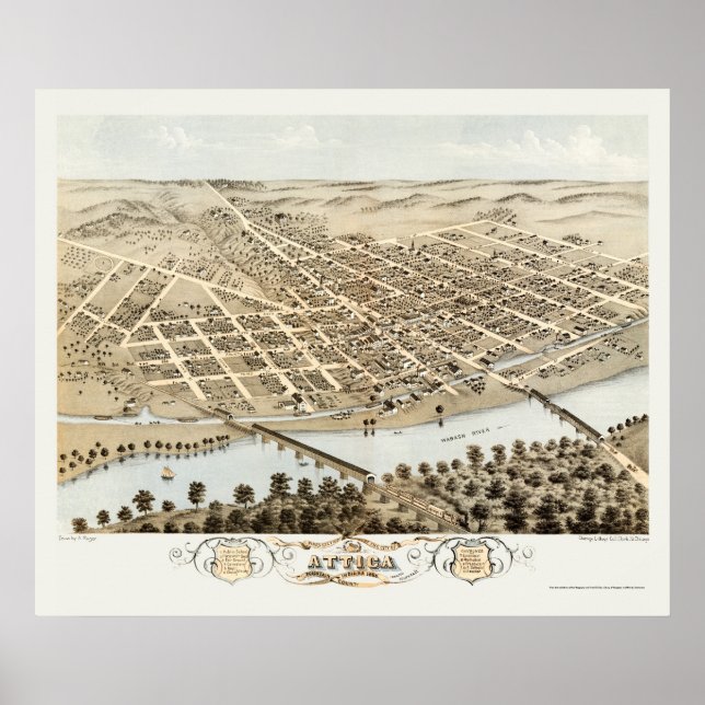 Affiches Attique, IN Panoramic Map - 1869 (Devant)