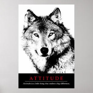 Affiches Attitude Loup inspiré noir blanc
