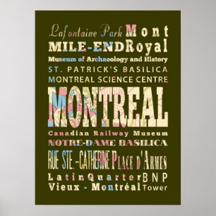 Affiches Attractions et endroits célèbres de Montréal,