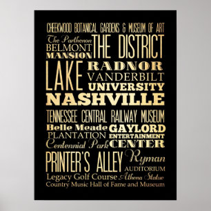 Affiches Attractions et lieux célèbres de Nashville, Tennes