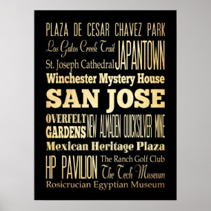 Affiches Attractions et lieux célèbres de San Jose, Califor