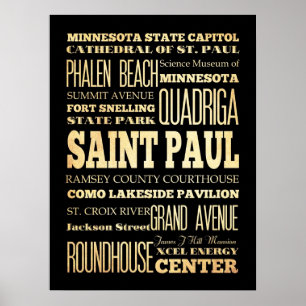 Affiches Attractions & Famous Places of St Paul, Minnesota