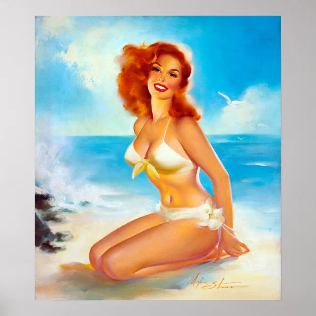 Affiches Au Beach Pin Up