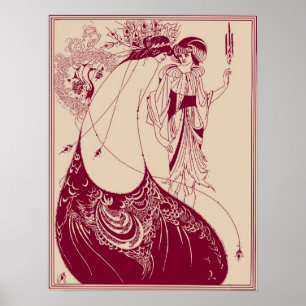 Affiches Aubrey Beardsley Peacock Skirt Maroon