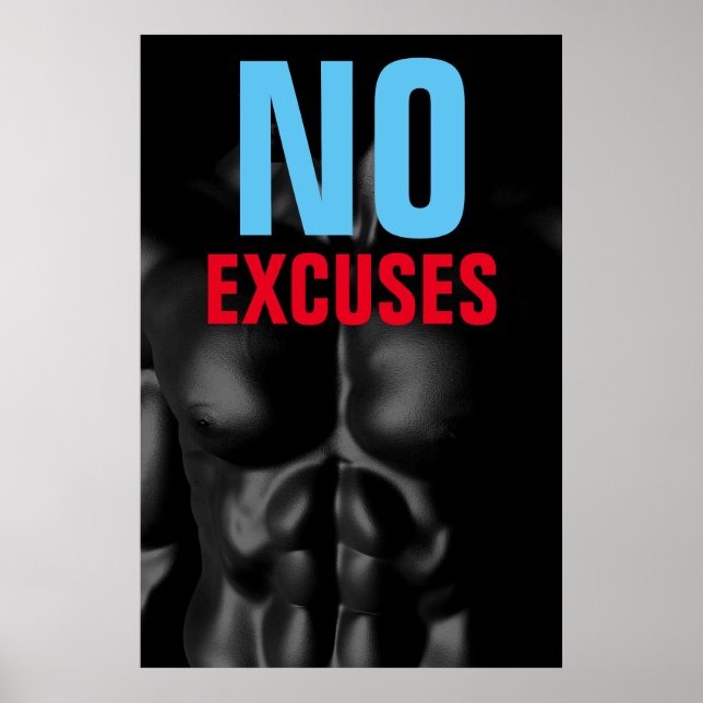 Affiches Aucun Excusez Bodybuilding Fitness Motivational (Devant)