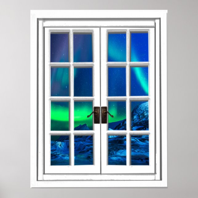 Affiches Aurora Borealis Northern Lights Faux Window Art (Devant)