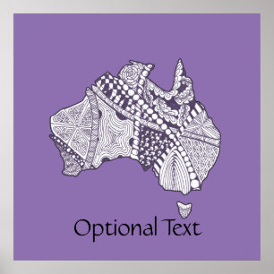 Affiches Australie Carte des Doodles Art Souvenir