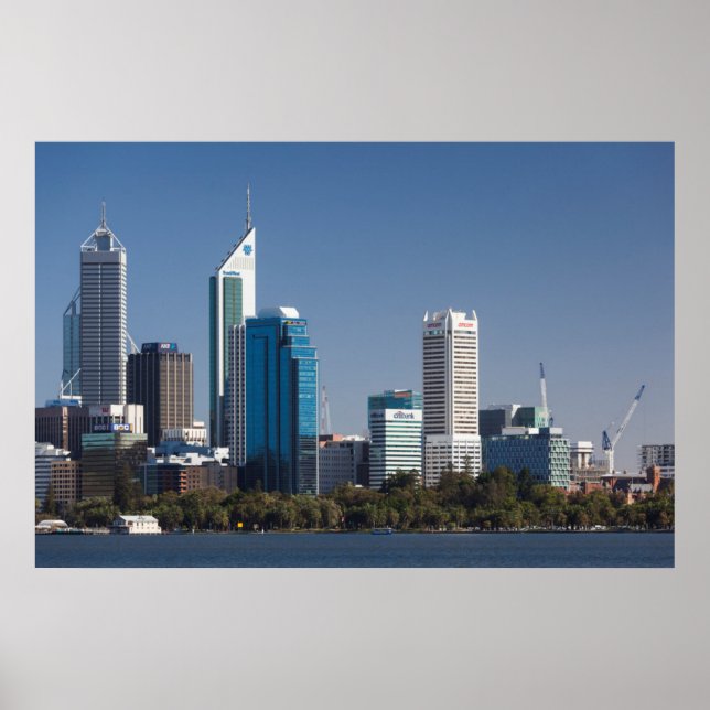 Affiches Australie, Perth, ciel de la ville depuis la riviè (Devant)