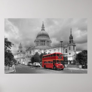 Affiches Autobus rouge de Londres dans la ville de Londres