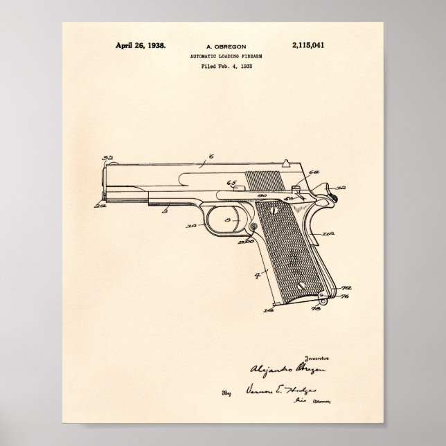 Affiches Automatic Firearm 1938 Patent Art Old Peper (Devant)