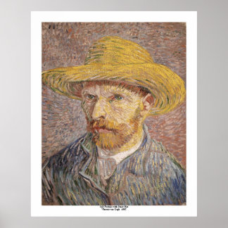 Affiches Autoportrait avec Casquette paille par Vincent van