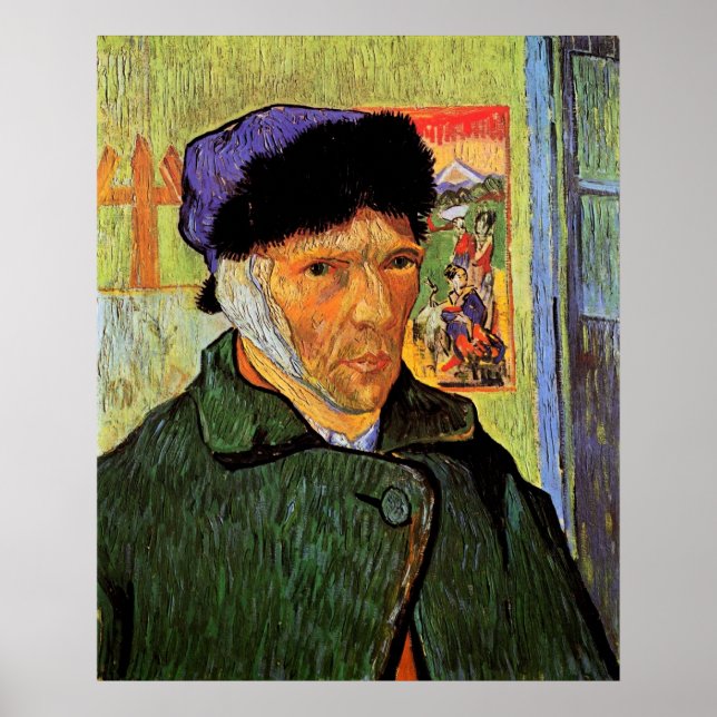 Affiches Autoportrait avec oreille en bande par van Gogh (Devant)