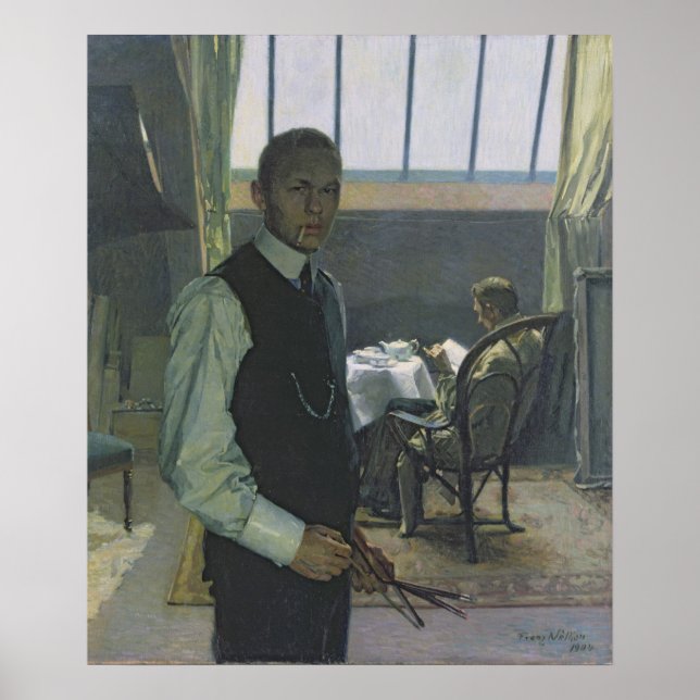Affiches Autoportrait dans le Studio, 1904 (Devant)