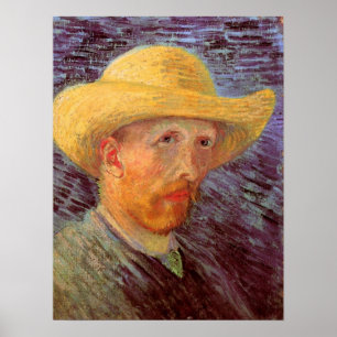 Affiches Autoportrait de Vincent van Gogh au chapeau de pai